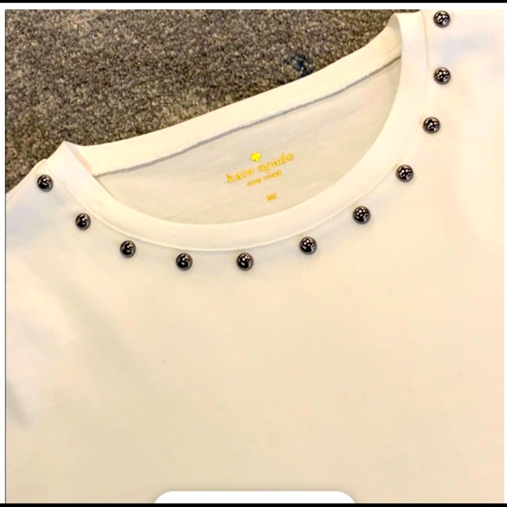 Kate Spade Cream Stud Embellished Top Size Medium